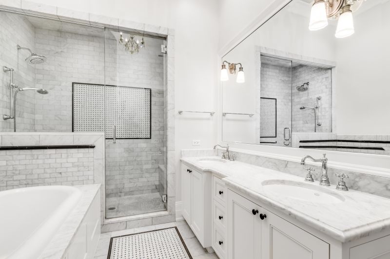 Spacious walk-in shower with bench